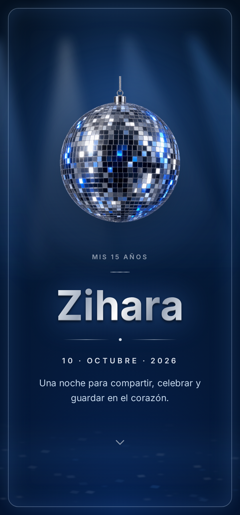 Portada de la invitación con foto, nombre y fecha